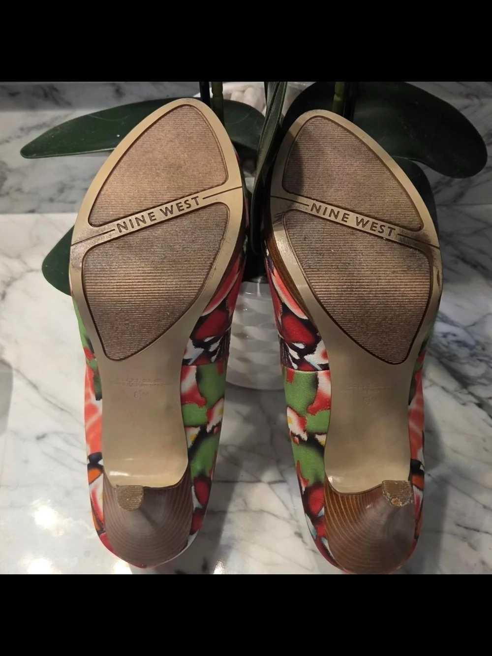 Nine West Multicolor Floral Peep-Toe Heels